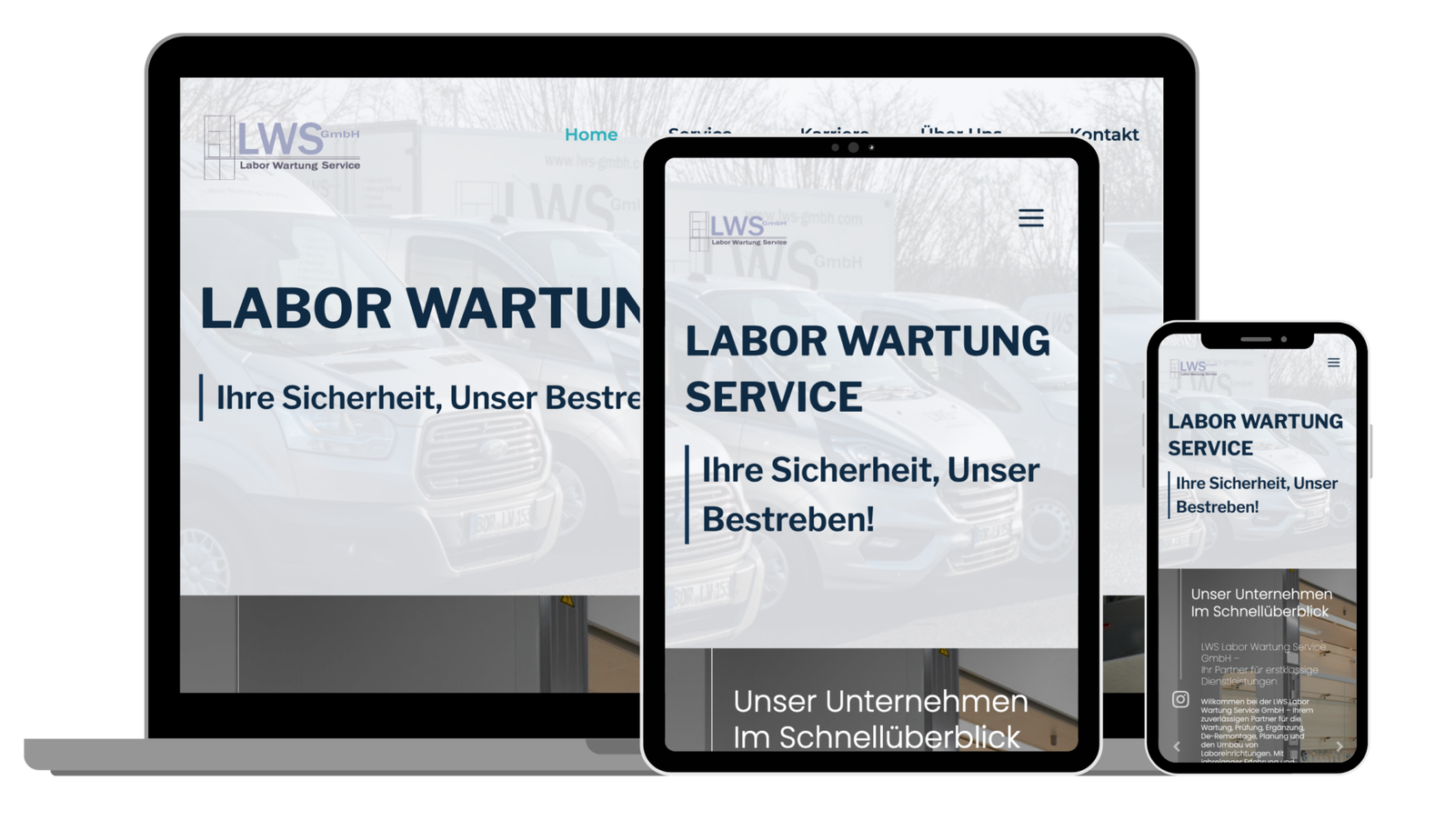 Responsive Webdesign für Labor Wartung Service – Referenzprojekt von RG-Webstudio Portfolio
